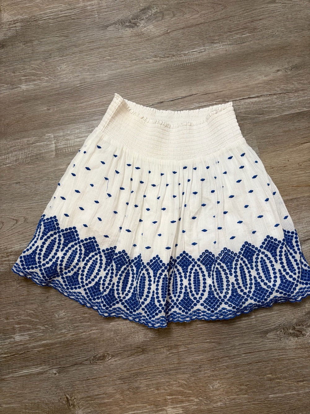 J.Crew Skirt with Blue Embroidered Hem